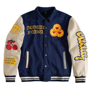 Chaquetas de Invierno Personalizadas para Hombre con Parches Bordados, Chaqueta Varsity con Mangas de Lana y Cuero, Ropa Urbana Personalizada de Alta Calidad - Product Image 1