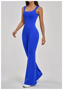 Women Backless Sleeveless Full Length Jumpsuit Solid Color Seamless Crisscross Straps Bodysuit for Gym Yoga - Product Image 4