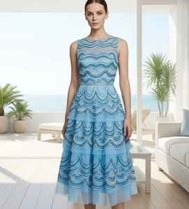 Robe de soirée de luxe dorée à sequins avec garniture en plumes, robe de cocktail perlée effet soleil, vente en gros, tenue de soirée élégante pour femme, OEM ODM - Product Image 3