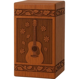 Caja de madera rústica con mariposa grabada, urna de recuerdo para cenizas humanas, tamaño mediano 9x5.5. - Product Image 1