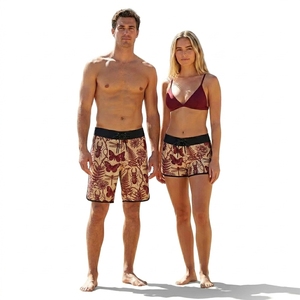 Shorts de bain imprimés pour hommes, taille mi-haute, avec cordon de serrage, séchage rapide, décontractés, motif bermuda - Product Image 1