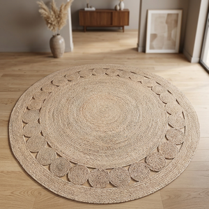Tapis carré moderne en jonc de mer naturel et simple, lavable, motif animalier, en paille tressée, pour hôtel et usage domestique, extérieur - Product Image 1