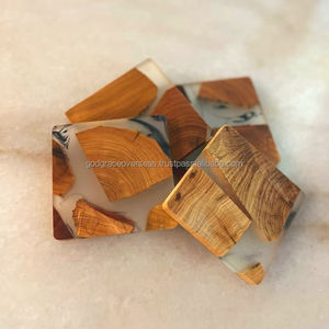 Classic Round Wooden Coasters with <b>Epoxy</b> Resin for Kitchen Home Birthday Gift Free Coaster - Product Image 3