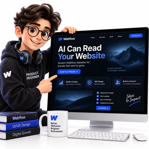 การออกแบบเว็บไซต์ด้วย Webflow สำหรับสตาร์ทอัพและธุรกิจ เพื่อสร้างเว็บไซต์ที่เรียบง่าย ตอบสนองต่อการใช้งานบนมือถือ รองรับการค้นหา และรองรับ AI เพื่อสร้างภาพลักษณ์ทางเว็บที่เป็นมืออาชีพ - Product Image 1