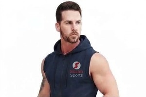 Débardeur à capuche sans manches pour homme, coupe classique, en molleton tricoté respirant, motif dessin animé, vêtement décontracté d'hiver, 100 % coton - Product Image 4