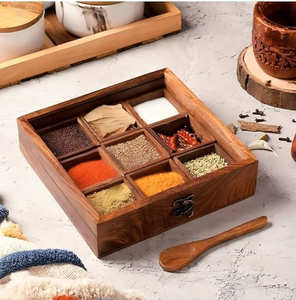 Caja de especias de madera, tamaño y piezas personalizables, caja de condimentos de madera con tapa de acrílico, caja de especias de madera moderna, mejor precio - Product Image 2
