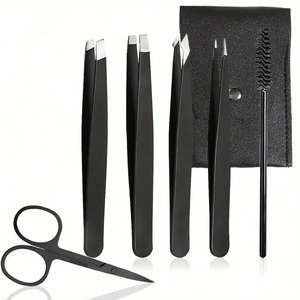 INSTRUMENTOS QUIRÚRGICOS BAFA, Juego de Pinzas para Cejas de Acero Inoxidable, Punta Recta, Antiestáticas, Herramientas de Precisión, Tijeras, Cepillo, 8.5-10cm - Product Image 4