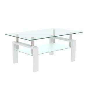 Modern White and Clear Coffee Table Side Center Tables for Living Room Furniture - Product Image 3