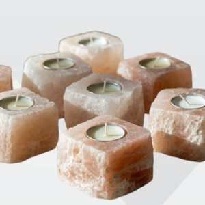 Portavelas de Sal del Himalaya de Primera Calidad, Tallado en Cubo, Decoración Natural Relajante para el Hogar, Oficina y Spa - Product Image 3