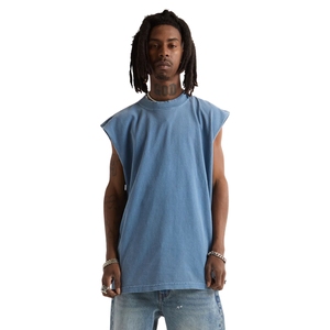 Débardeur blanc personnalisé en coton épais, coupe oversize à épaules tombantes, pour homme, style vintage décontracté, vierge - Product Image 6