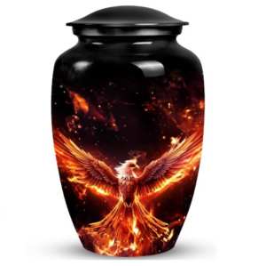 Urnes funéraires en métal au design Phoenix Fire pour cendres, urnes commémoratives symboliques pour adultes, urnes funéraires décoratives en métal pour la maison - Product Image 1