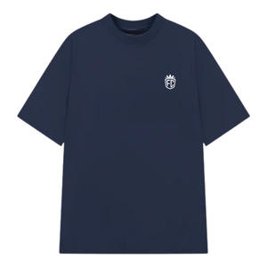 T-shirt pour homme en coton 100% brodé de qualité supérieure, 230g, couleur bleu marine foncé, confortable, décontracté, streetwear, tee-shirt doux et respirant - Product Image 2