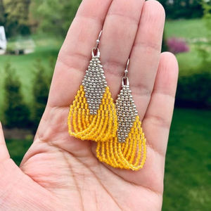 Pendientes de Ganchillo Hechos a Mano con Cuentas de Semillas, Joyería Artificial para Mujer, Accesorios de Moda, Venta al Por Mayor de Alta Costura - Product Image 1