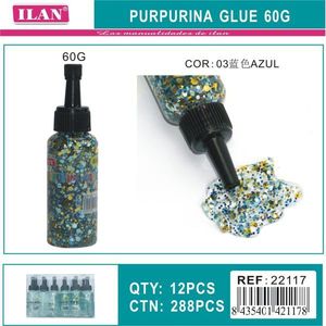 Colle à paillettes Ilan Purpurina 60G Gel bleu scintillant pour nail art - Product Image 3