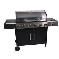 Barbecue à gaz autonome d'extérieur avec grand système de brûleurs à capot, rangement intégré et roues mobiles