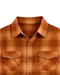 Camisa de Franela a Cuadros Marrón Ombre para Mujer, Personalizada por el Fabricante, Manga Larga, Cierre de Botones, Estilo Casual, con Bolsillos Dobles en el Pecho - Product Image 5