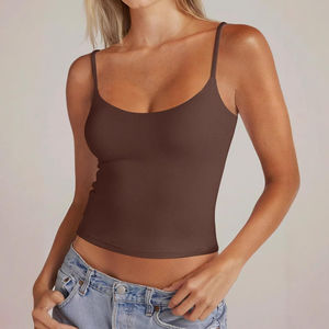 Camisola sin mangas para mujer, top de algodón transpirable, tejido acanalado para yoga y gimnasio. - Product Image 3