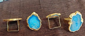 Anneaux de serviette et porte-serviettes en agate naturelle plaqués or pour mariage, fête, décoration de la maison - Product Image 5