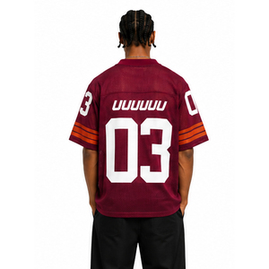 Maillot de football unisexe de haute qualité à col mandarin imprimé en mesh, manches courtes, numéro personnalisé 03, respirant, 100% polyester, pour équipe - Product Image 2