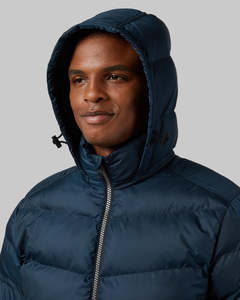 Chaqueta Acolchada con Capucha Unisex Azul Marino, Relleno de Poliéster, Transpirable, Resistente al Viento, Cierre de Cremallera, Ropa Casual de Invierno, Corte Regular - Product Image 4