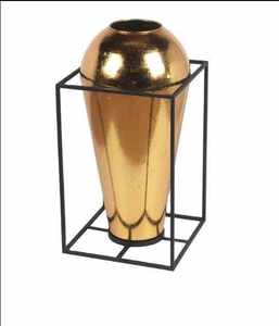 Florero de Metal Moderno de Diseño de Lujo, Soporte de Mesa, Hierro Fundido/Latón Dorado, Decorativo para Bodas - Product Image 2