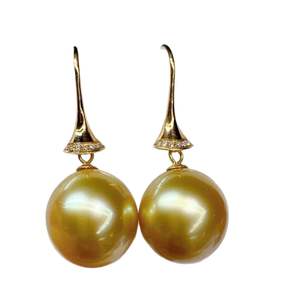 Boucles d'oreilles en forme de seau en perle noire naturelle, argent pur S925, or K, luxe et délicates, ne se décolore pas facilement, 11-10 mm - Product Image 5