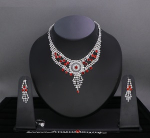 Ensemble collier en diamant de mode de qualité supérieure bijoux de mariage ensemble ras du cou tendance argent plaqué ensemble ras du cou pour femmes et filles - Product Image 6