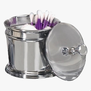 Pot de rangement de luxe moderne en acier inoxydable poli pour coton-tiges de salle de bain, avec couvercle et poignée à bouton, 50 ml, vente en gros - Product Image 3