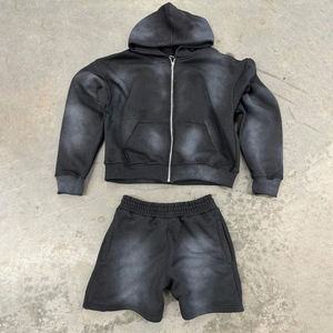SUNFADED ACID WASH ZIPPER <b>HOODIE</b> <b>500</b> <b>GSM</b> HEAVYWEIGHT FLEECE OVERSIZED CUSTOM OEM WHOLESALE MANUFACTURER SUPPLIER - Product Image 1