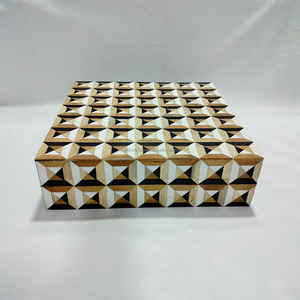 Top à la mode fabriqué à la main en résine naturelle incrustation boîte à bijoux en bois boîte-cadeau organisateur pour bagues boucles d'oreilles collier Carton emballé - Product Image 4