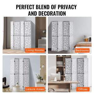 Divisorio in Legno a 4 Pannelli Alto 66,9 Pollici, Paravento Pieghevole Portatile Intagliato per Interni, Schermo per la Privacy Artistico - Product Image 6