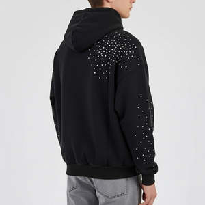 Dernier design, style streetwear, sweats à capuche pour hommes à épaules tombantes avec strass, couleur personnalisée, vente chaude, sweats à capuche à épaules tombantes avec strass OEM - Product Image 4