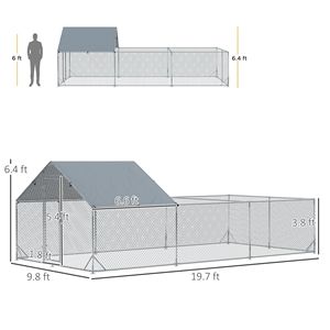 Grande Pollaio in Metallo Tipo H con Copertura Impermeabile Anti-UV da 6x3m e Porta con Serratura, Usato - Product Image 3