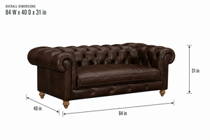 Genuine Leather Chesterfield <b>Sofa</b> Three Seat Tufted Back Rolled Arm Traditional Style Living Room <b>Sofa</b> Leather <b>Sofa</b> - Product Image 2