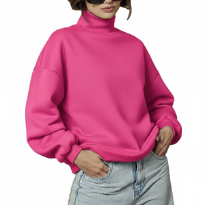 Casual Streetwear <b>Drop</b> Shoulder Breathable Eco-friendly Winter Wear Custom Logo Plain Blank Women <b>Stand</b> Front Sweatshirt - Product Image 3