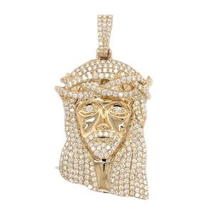 Nuevo Moissanite diamante Jesús cara colgante oro amarillo Ice Out GRA certificado religioso Collar personalizado Hip Hop colgante para Unisex - Product Image 1