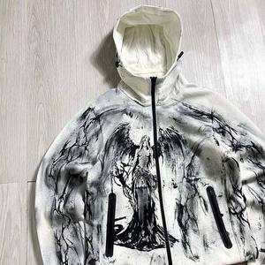 เสื้อฮู้ดซิปแบบกำหนดเองสำหรับผู้ชาย ผ้าเทอร์รี่คอตตอน 100% เสื้อฮู้ดสตรีทแวร์ลายพิมพ์สำหรับฤดูหนาว ทรงโอเวอร์ไซส์ คอปกสองชั้น - Product Image 2