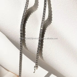 Lab Grown Diamond Round Cut Tennis <b>Necklace</b> in Solid White Gold Classic Diamond <b>Necklace</b> Bridal Wedding Anniversary Gift for Her - Product Image 4