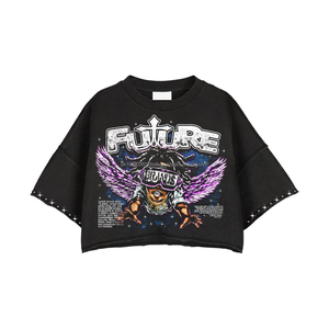 Camisetas de Alta Calidad Estilo Streetwear con Efecto Desgastado por el Sol, Lavado Ácido, Oversize, Personalizadas con Pedrería, para Hombre - Product Image 2