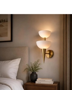 Applique murale en laiton à double abat-jour, éclairage extérieur, luminaire mural LED 110-240V - Product Image 5
