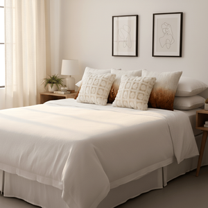 SOGA Juego de 6 Fundas de Almohada Decorativas de 45 cm, 2 con Piel Sintética Degradada y 4 con Pompones Crema, para Sofá y Dormitorio - Product Image 5