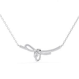 Graceful 14K Gold <b>Bow</b> Design Necklace 0.90CT Lab Grown Diamond IGI Certified Trendy Fine Jewelry For Women Celestial Choker - Product Image 3