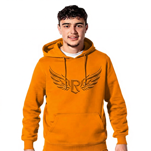 <b>Men's</b> <b>Navy</b> Blue Embossed Wings Logo Hoodie Regular Fit Casual <b>Fleece</b> Sweatshirt Front Pocket Design Autumn Wear - Product Image 2