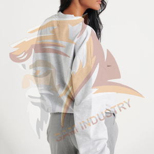 Sweat-shirt surdimensionné personnalisé pour femme, à épaules tombantes, couleur unie, manches longues, en molleton, design simple - Product Image 2