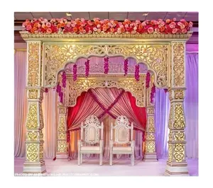 materials using hair setting and fiber resin fiber glass for mats and golden white polish for mandap