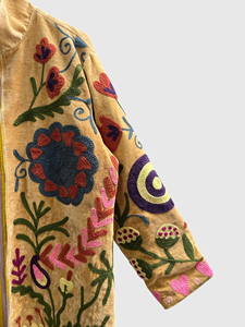 Abrigo Largo con Patrón Floral Bordado a Mano, Chaqueta de Terciopelo para Mujer Talla Grande, Cuello Mao, Manga Larga, Ropa de Invierno - Product Image 4