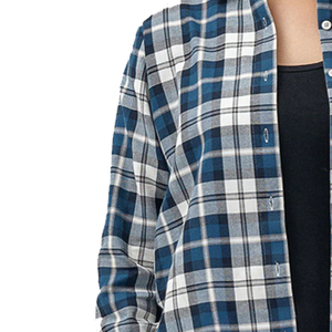 Camisa de Franela para Mujer, Corte Regular, Diseño Liso, Mangas Anchas, Cierre de Botones, Ecológica, Secado Rápido, Anti-Pilling, 100% Algodón - Product Image 3