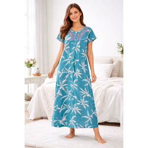 Camisón Largo Estampado Cómodo para Mujer Alpine, Mangas Cortas con Bolsillo Lateral Completo, Ropa de Dormir Suave - Product Image 5