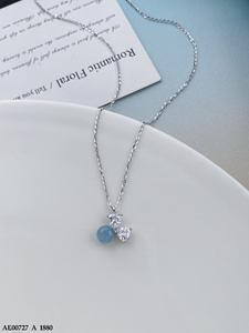 สร้อยคอเงินแท้คุณภาพสูงระดับพรีเมียม ชุบทอง 18K หรือโรเดียม ประดับด้วยมอยส์ซาไนต์ อะความารีน และคิวบิกเซอร์โคเนีย - Product Image 3