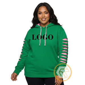 Sudadera con Capucha Casual Rosa y Verde de Alta Calidad para Mujer, Personalizada con Bordado de Kapa, de Algodón y Felpa - Product Image 1